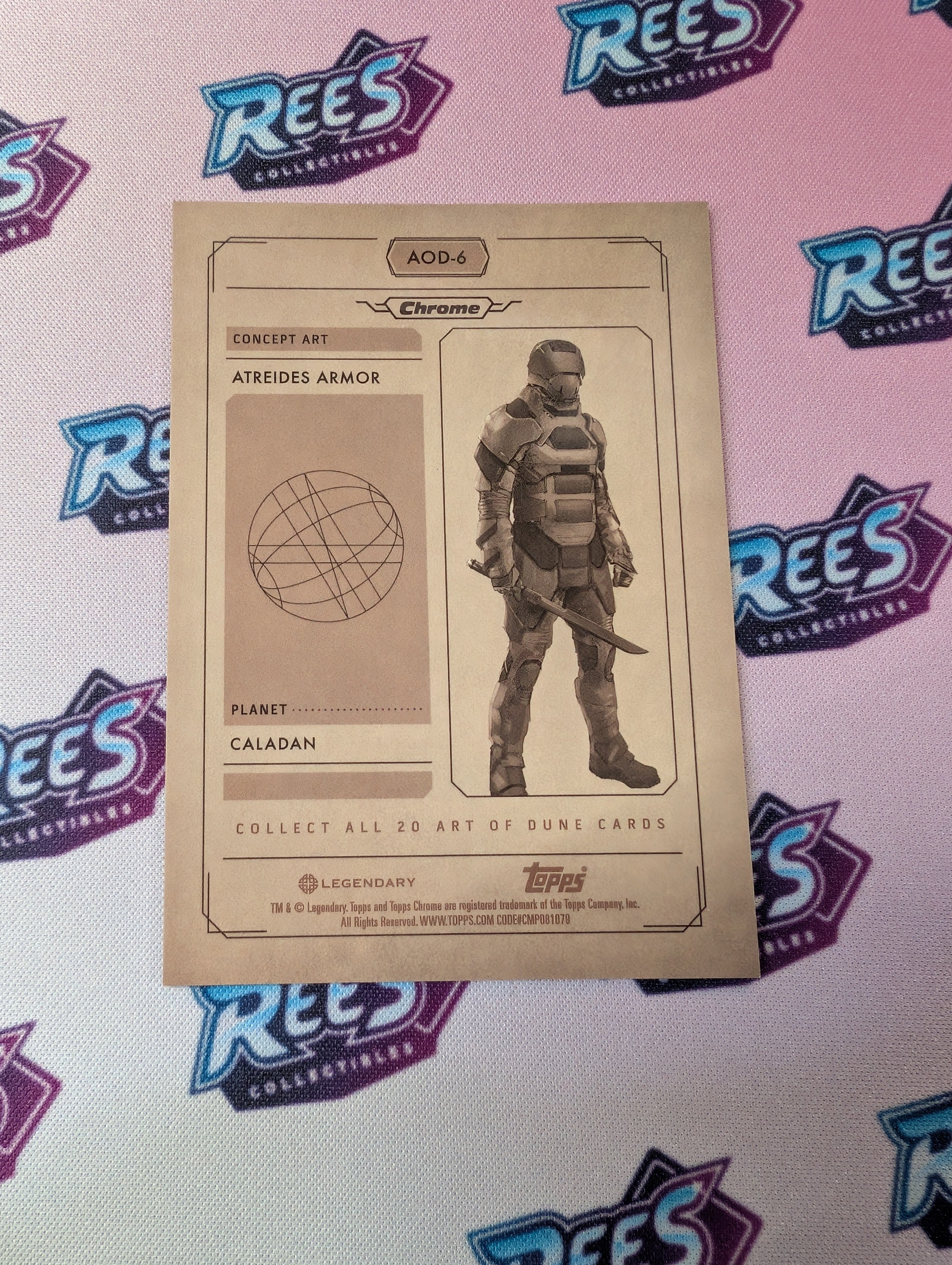 Concept Art of Dune Atreides Armor, AOD-6, #1/25, 2024 Topps Chrome Dune Bookend Refractor
