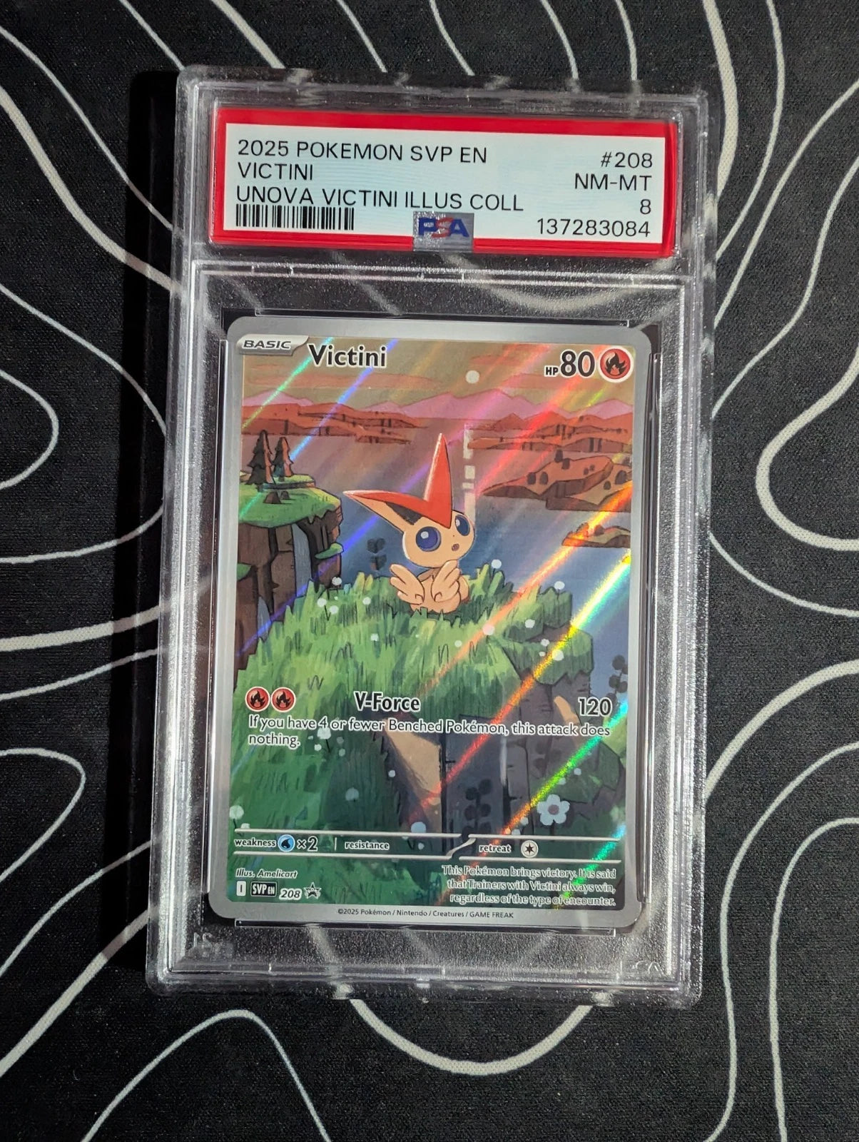 PSA 8 Victini, SVP 208, Black Star Promo Illustration Collection, Pokemon TCG English