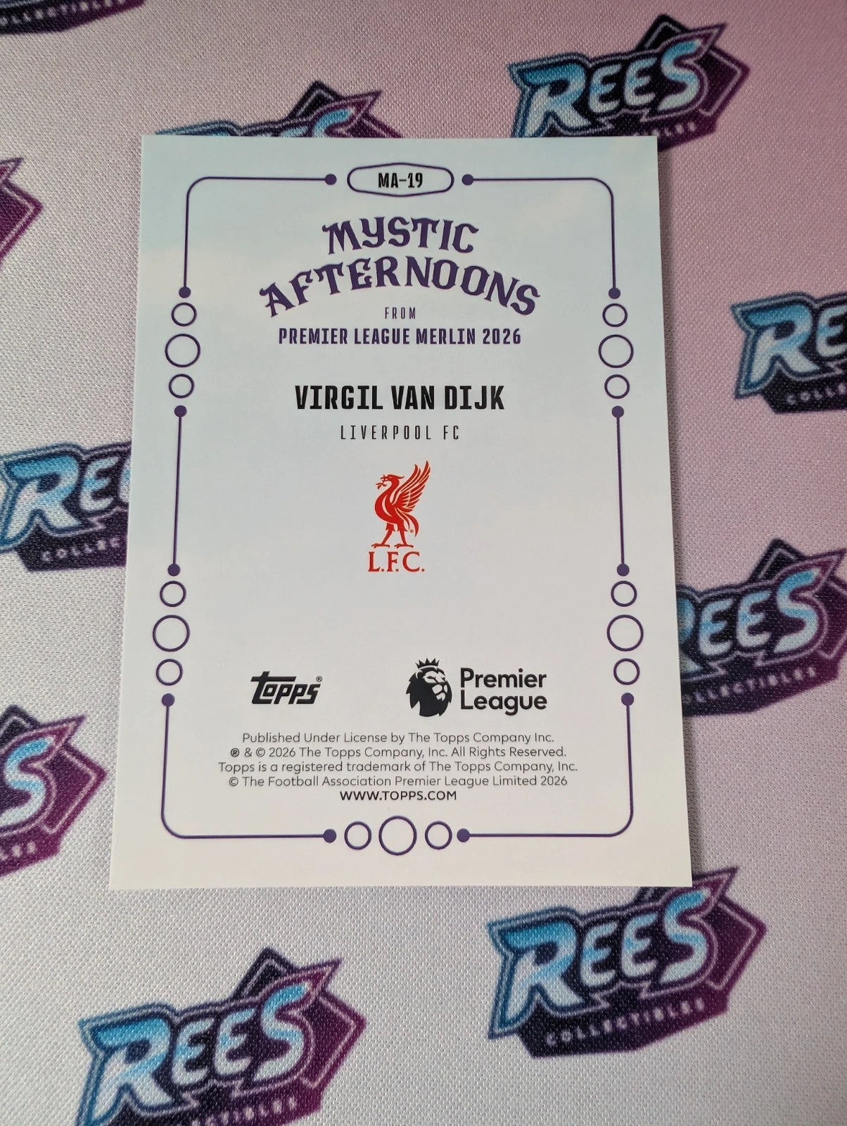 Virgil Van Dijk, MA-19, Mystic Afternoons Insert, 2025-26 Topps Merlin Premier League