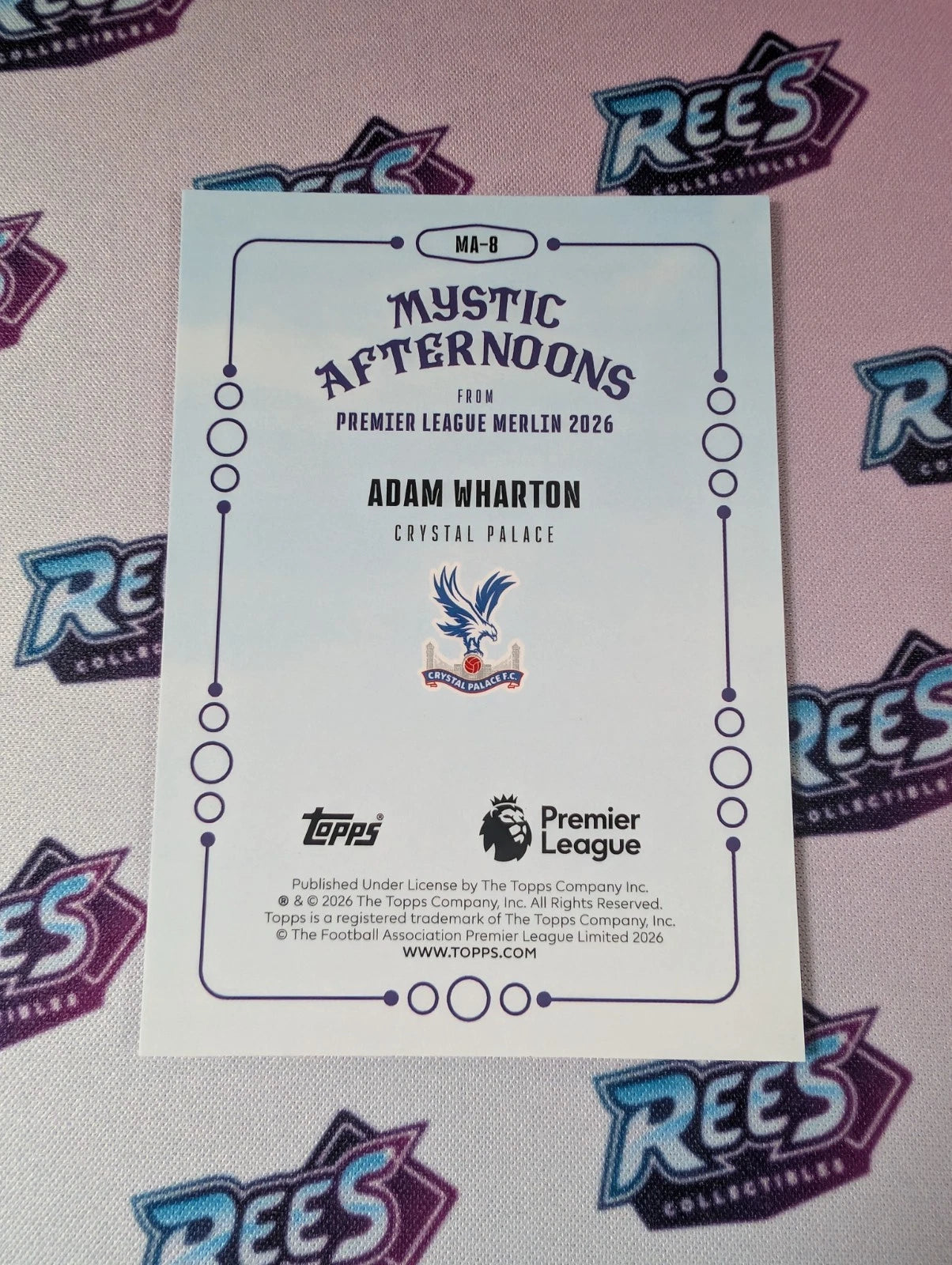Adam Wharton, MA-8, Mystic Afternoons Insert, 2025-26 Topps Merlin Premier League