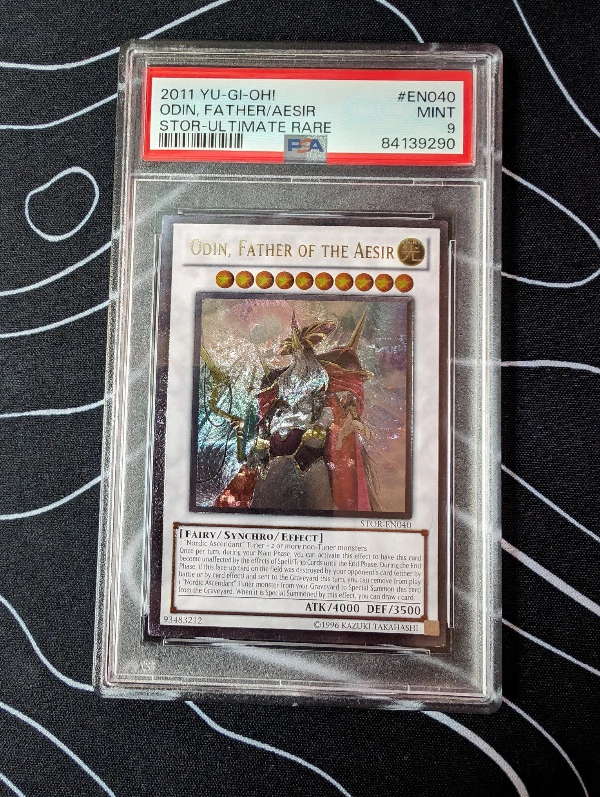 PSA 9 Odin, Father of the Aesir, STOR-EN040, Ultimate Rare Storm of Ragnarok, Yu-Gi-Oh! TCG English